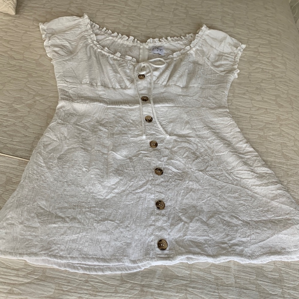 Princess Polly White cotton summer mini dress size Medium